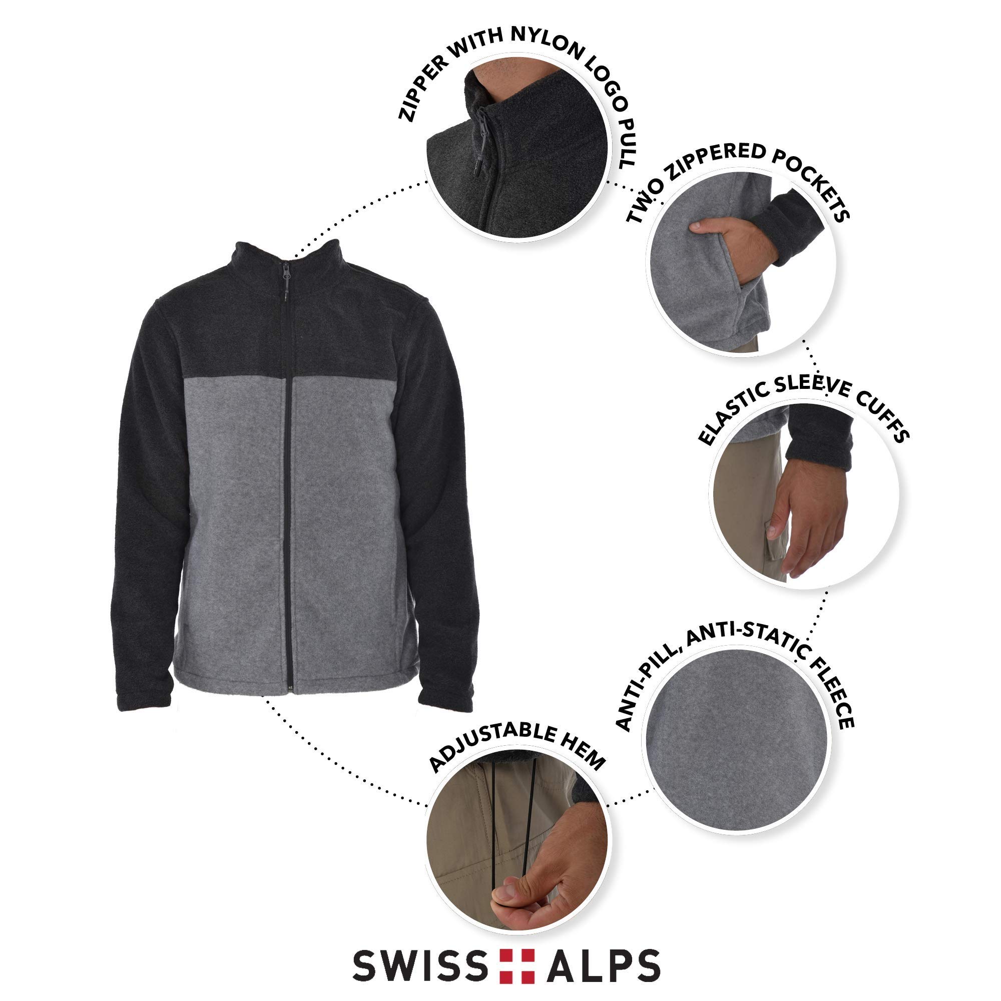 Swiss Alps Mens Full Zip Performance Polar Fleece Jacket Sweatshirt with Pockets - Image 6