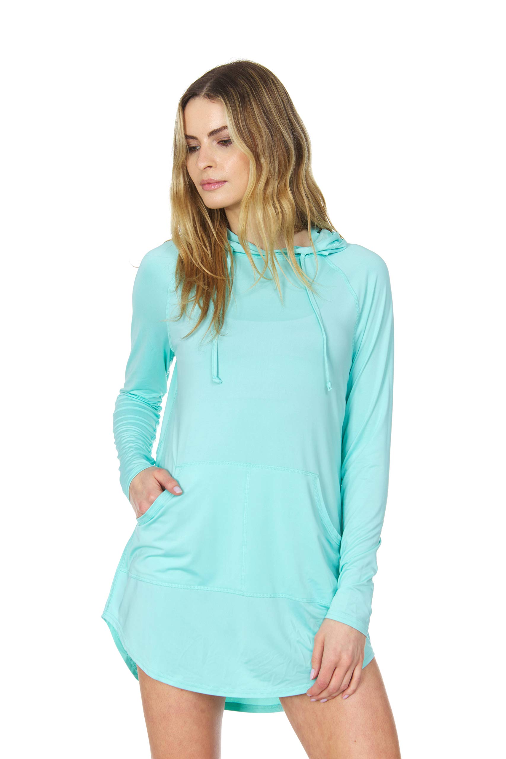 Swiss Alps Womens Hooded UPF 40+ Sun Protection Moisture Wicking Swim Cover-Up Dress - Image 4