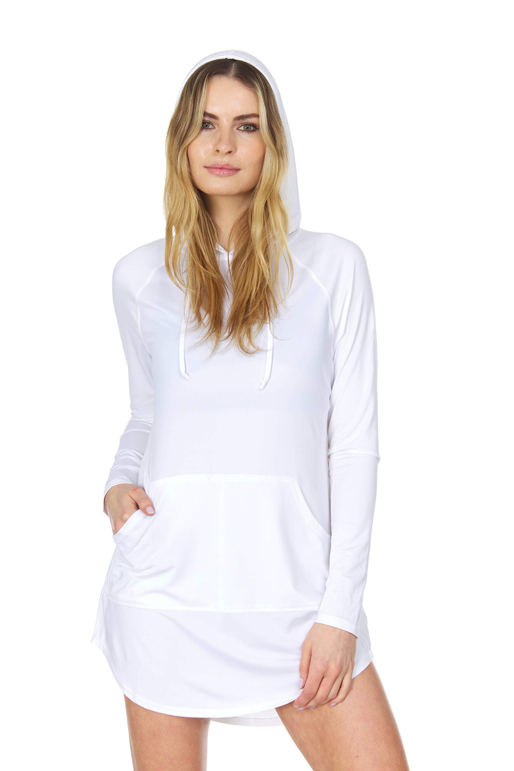 Swiss Alps Womens Hooded UPF 40+ Sun Protection Moisture Wicking Swim Cover-Up Dress - Image 8