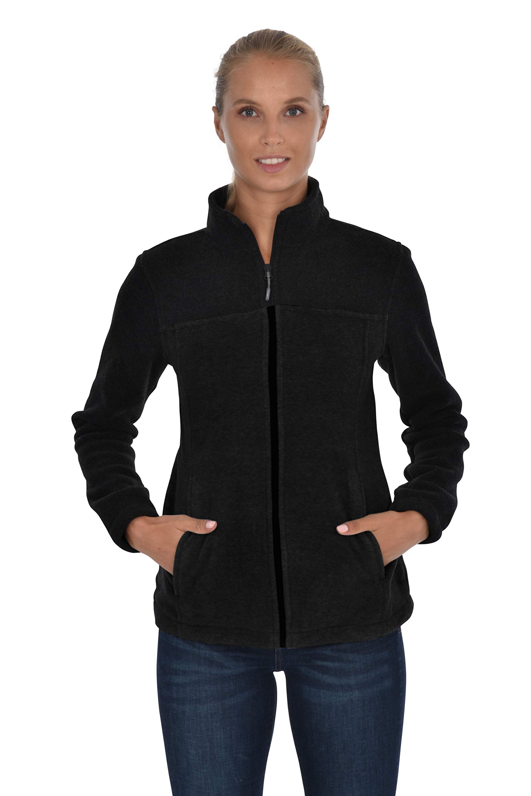 Swiss Alps Womens Lightweight Full-Zip Polar Soft Fleece Jacket Long-Sleeve Outdoor Coat with Pockets for Fall Winter - Image 3