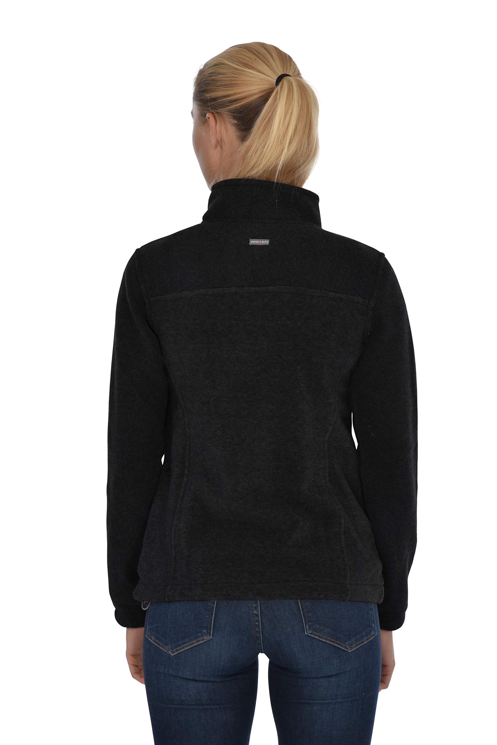 Swiss Alps Womens Lightweight Full-Zip Polar Soft Fleece Jacket Long-Sleeve Outdoor Coat with Pockets for Fall Winter - Image 4